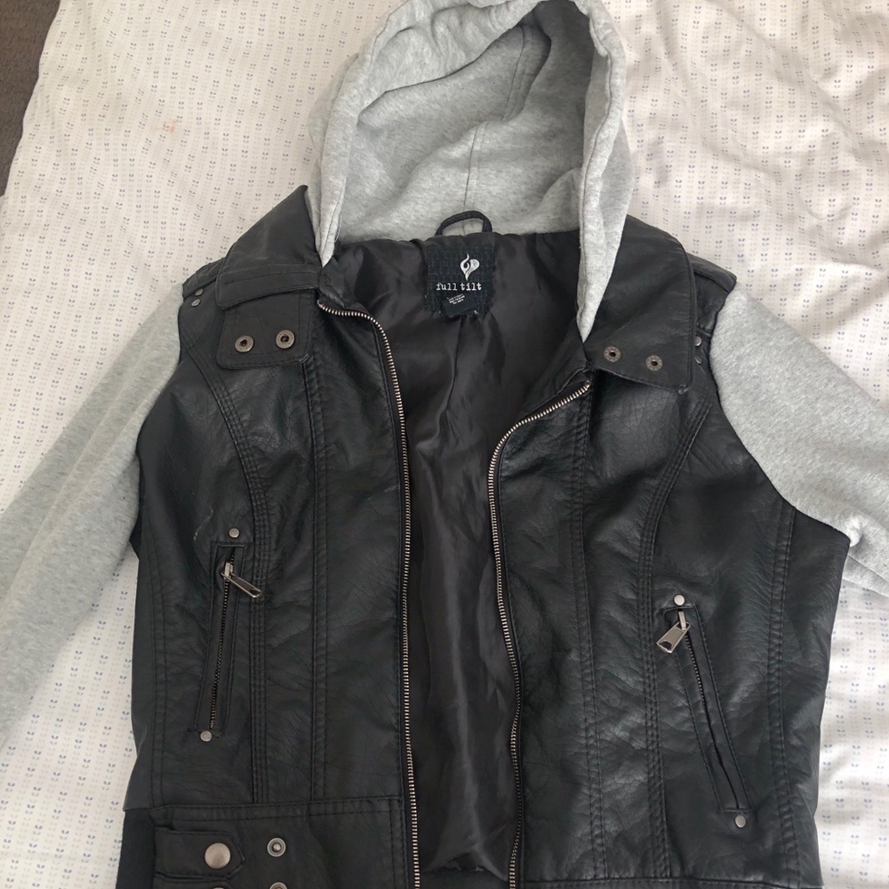 Full Tilt Two Tone Polyester and Leather Jacket
